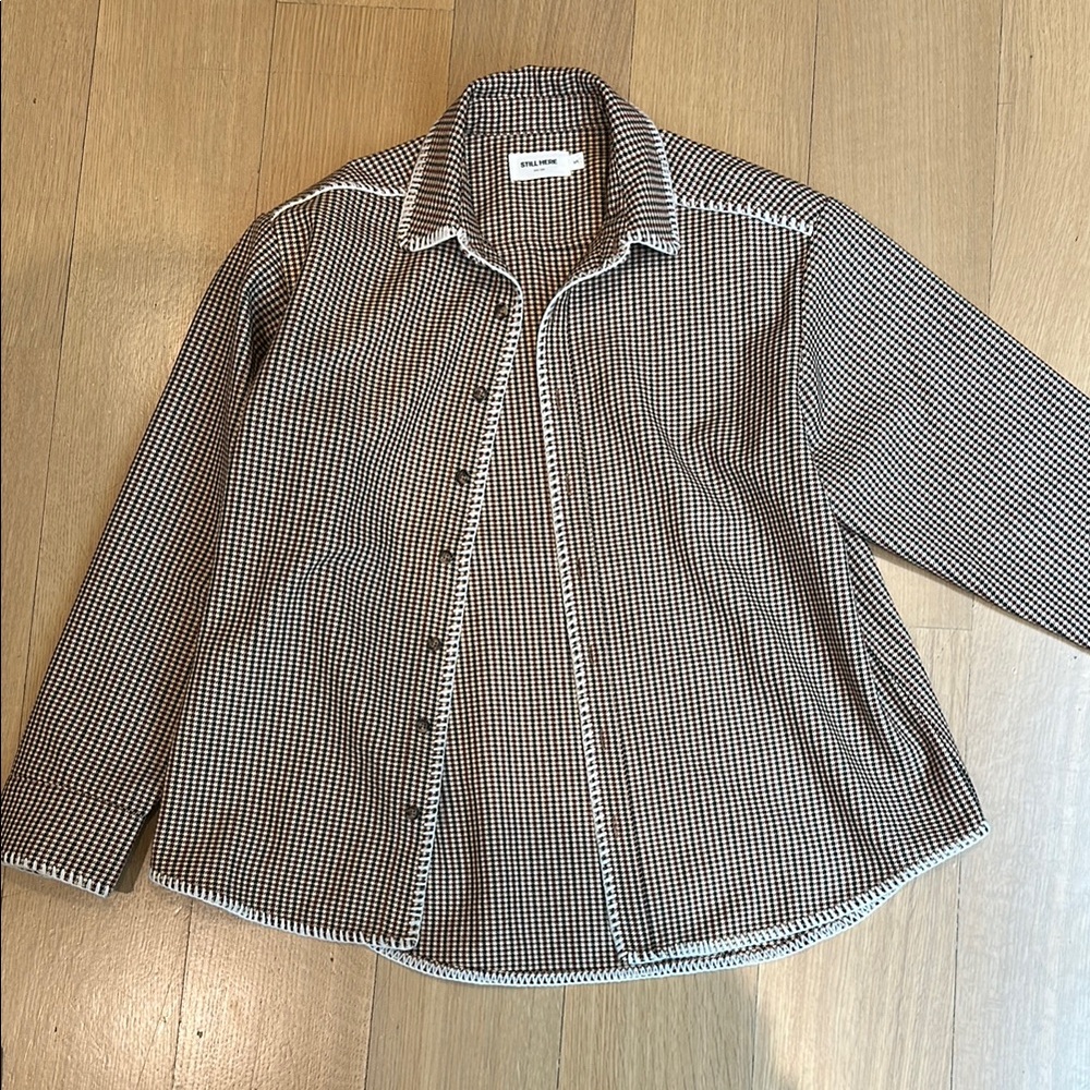 Still here houndstooth stitched shirt